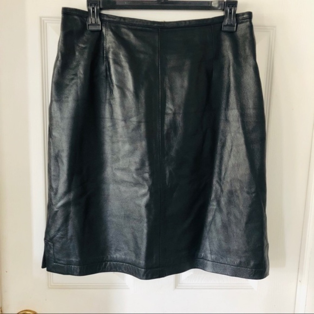 YVONNE & MARIE Black 100% genuine leather pencil skirt size 10